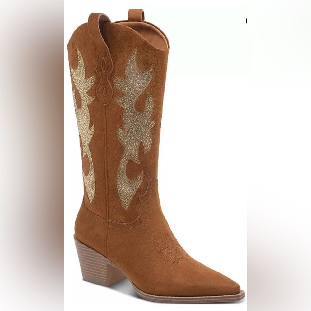 Wild Pair Lucah Cowboy Boots - Color: Cognac Micro. Size:6.5